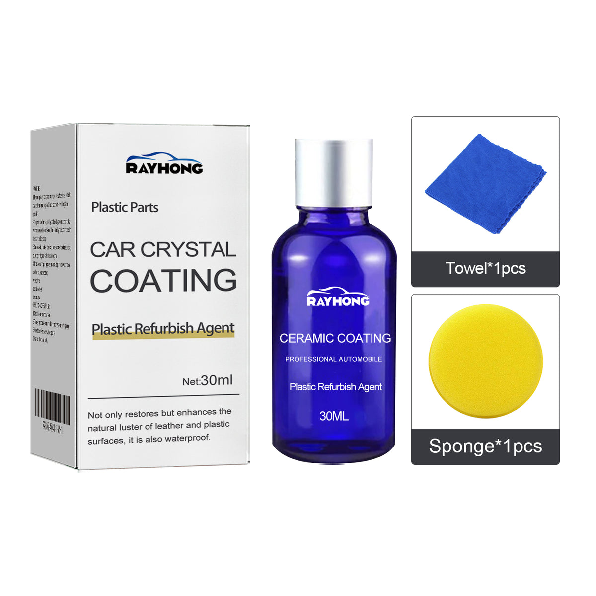 Rayhong Automotive Plastic Refurbishment Coated Crystal Liquid, Instrument Panel Interior Clean Decontamination Anti-dust Refurbishment Bright Coating Liquid