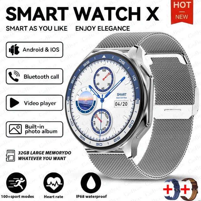 DT Watch X ჭკვიანი საათი 4G დიდი მეხსიერებით, ადგილობრივი მუსიკისა და ვიდეოს დაკვრით, წყალგაუმტარი Bluetooth ზარებით, სმარტფონით