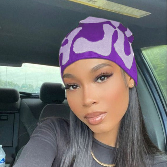 ლობიოს ქუდი კონტრასტული კანფეტის ფერის შალის ქუდი ნაქსოვი ქუდი ცივი ქუდი Beanie წყვილის ქუჩა