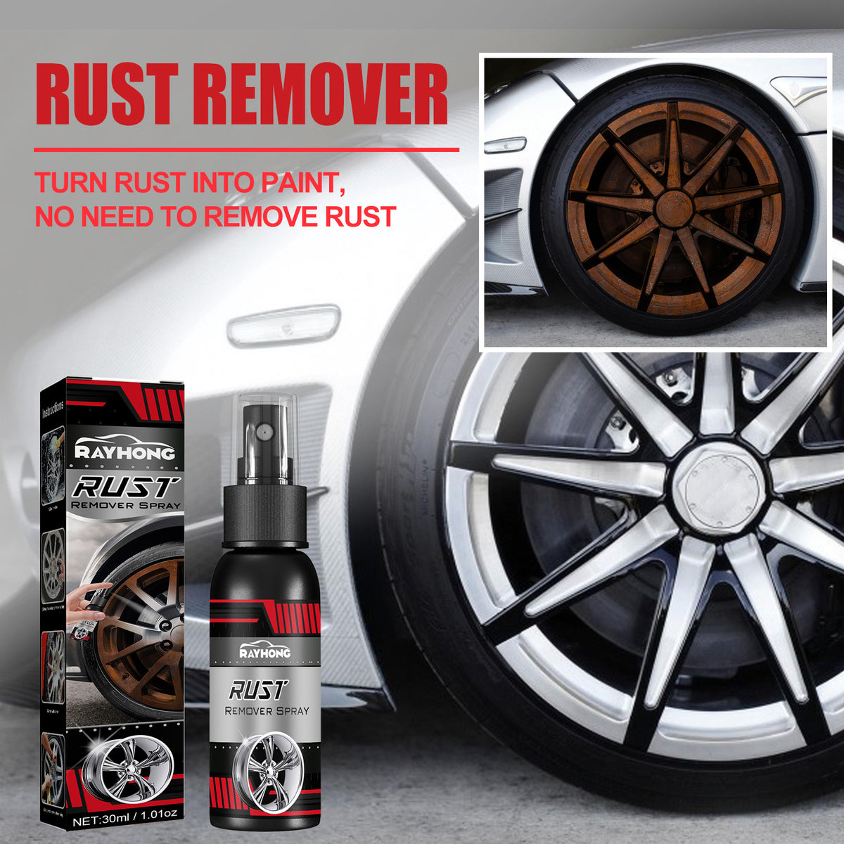 Auto Wheel Rust Remover Auto Paint Rust Remover Brightener Rust Remover Conversion Agent