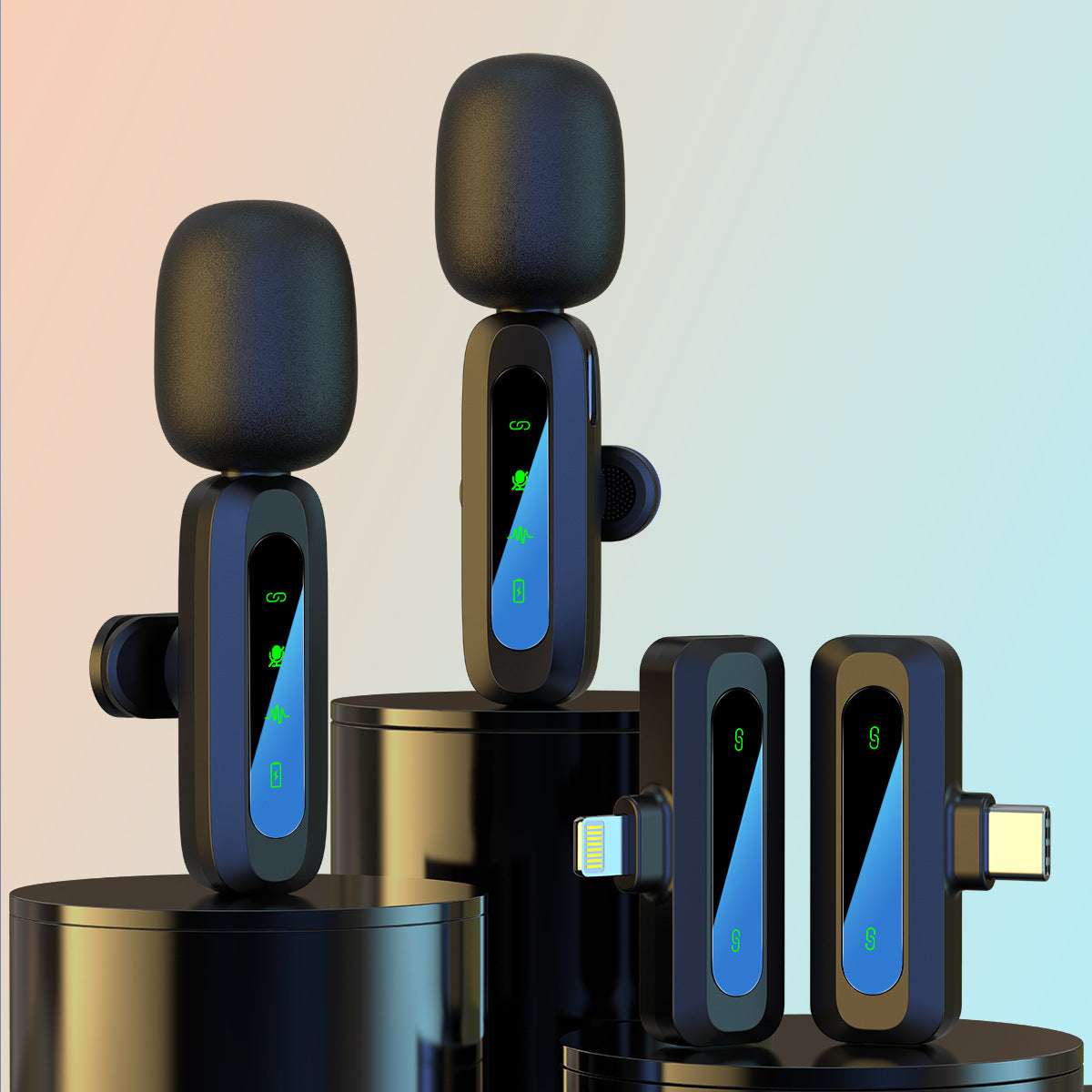 J3 უსადენო ლავალერის მიკროფონი მინი ინტელექტუალური ხმაურის ჩამხშობი გარე მიკროფონი