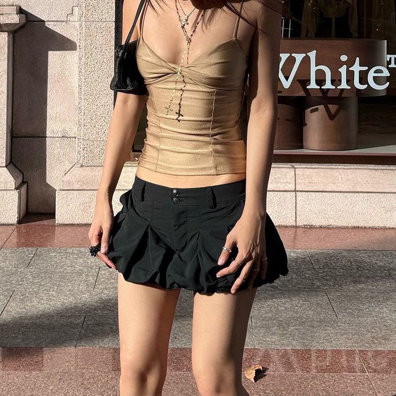 Low waist flower bud ultra short spicy girl half skirt woman