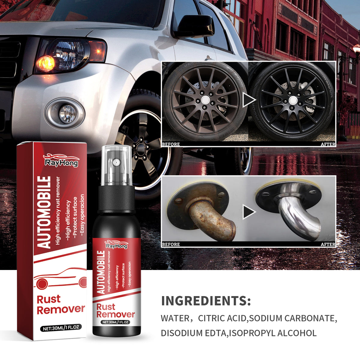 Rust Remover, Vehicle Hub Parts Rust Cleaning And Decontamination Retrofit Multi-Function Rust Remover