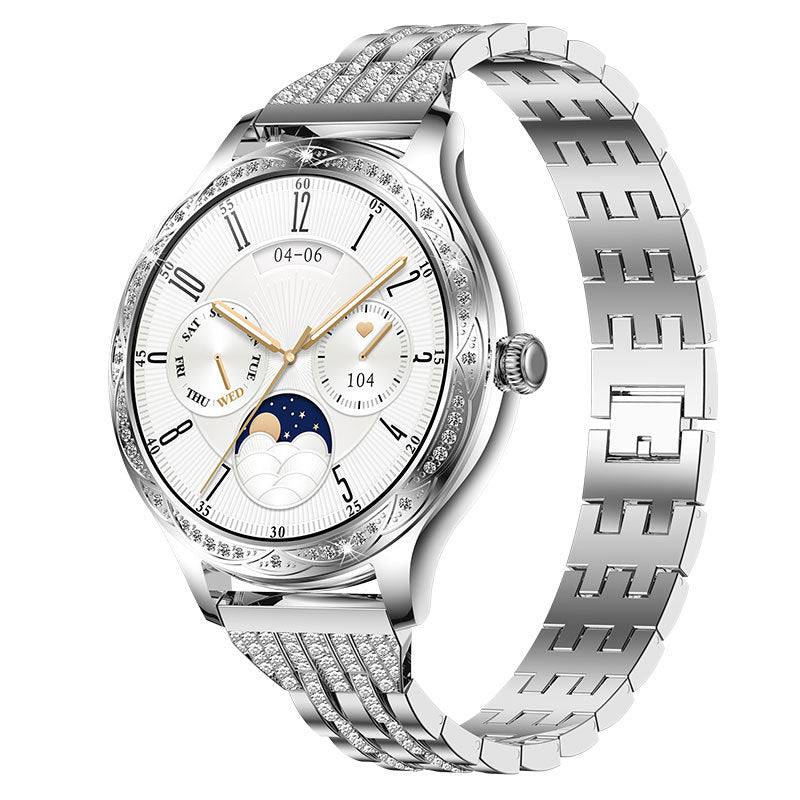 ქალის ჭკვიანი საათი AK60 მაღალი გარჩევადობით, სპორტული სამაჯურით, გულისცემის სიხშირით, არტერიული წნევის, სისხლში ჟანგბადის შემცველობით, წყალგაუმტარი ნაბიჯების მრიცხველით.