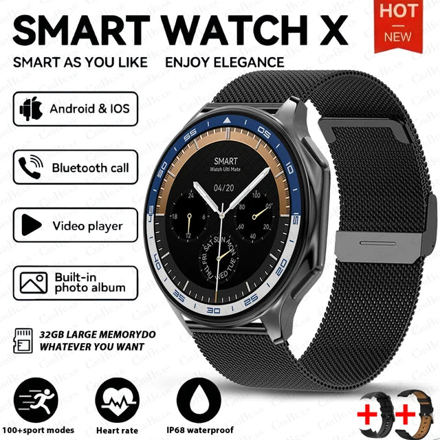 DT Watch X ჭკვიანი საათი 4G დიდი მეხსიერებით, ადგილობრივი მუსიკისა და ვიდეოს დაკვრით, წყალგაუმტარი Bluetooth ზარებით, სმარტფონით