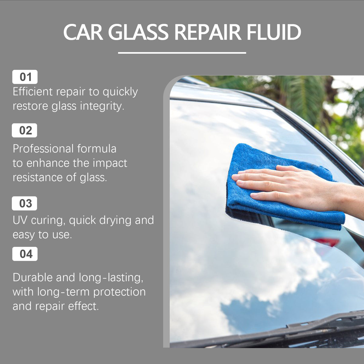 Rayhong Auto Glass Repair Adhesive (30ml) Glass Nano Repair Liquid Rapid Repair Adhesive For Cracked Glass