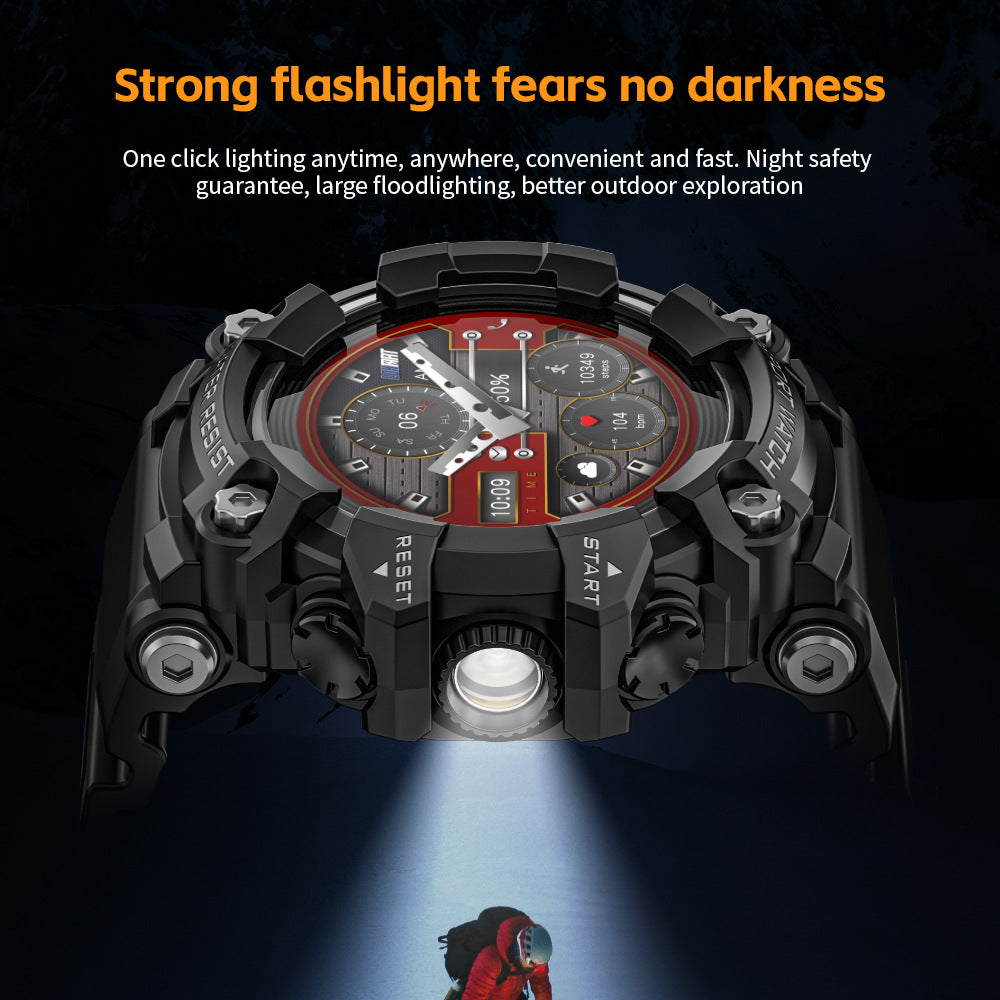 გარე სპორტის ჭკვიანი საათი ATTACK GT Bluetooth ზარის კომპასი ფანარი მუსიკა