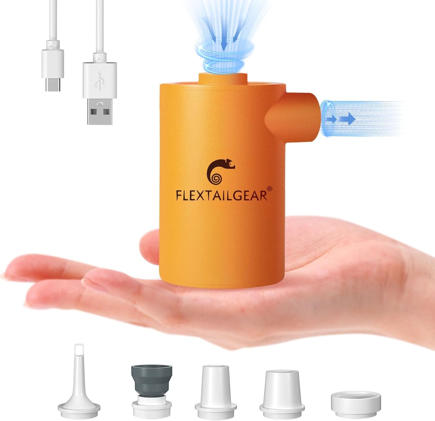 Portable Camping Air Pump, Electric Air Mattresses Pump with 3600Mah Emergency Power Supply, 300 L/Min Airflow for Rapid In/Deflation for Air Bed, Pool Float, Inflatables, Sleeping Pads