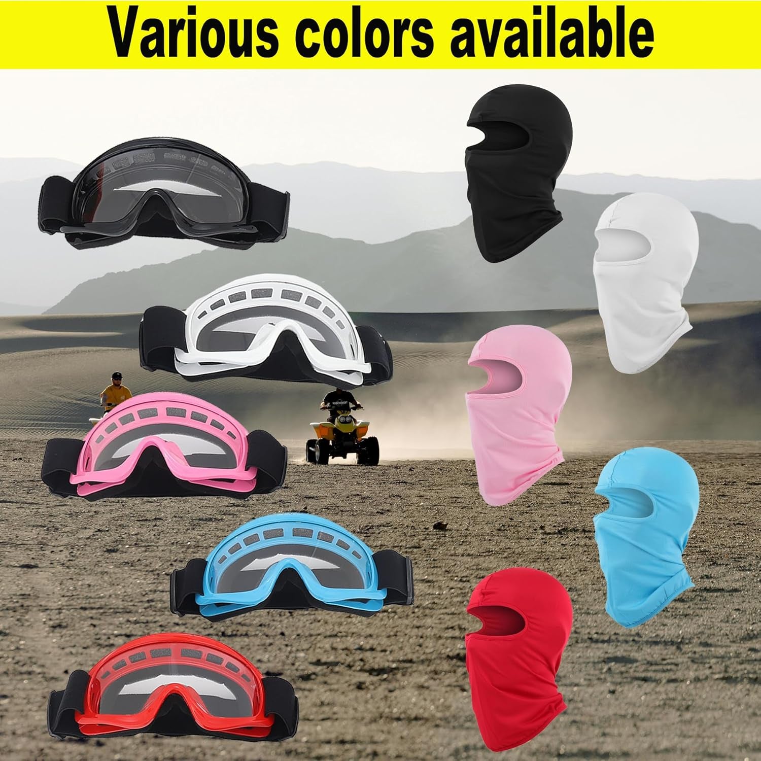Kids Dirt Bike Goggles ATV Motorcycle Off-Road Riding Motocross Glasses with Sun UV Protection Balaclava Full Face Cover