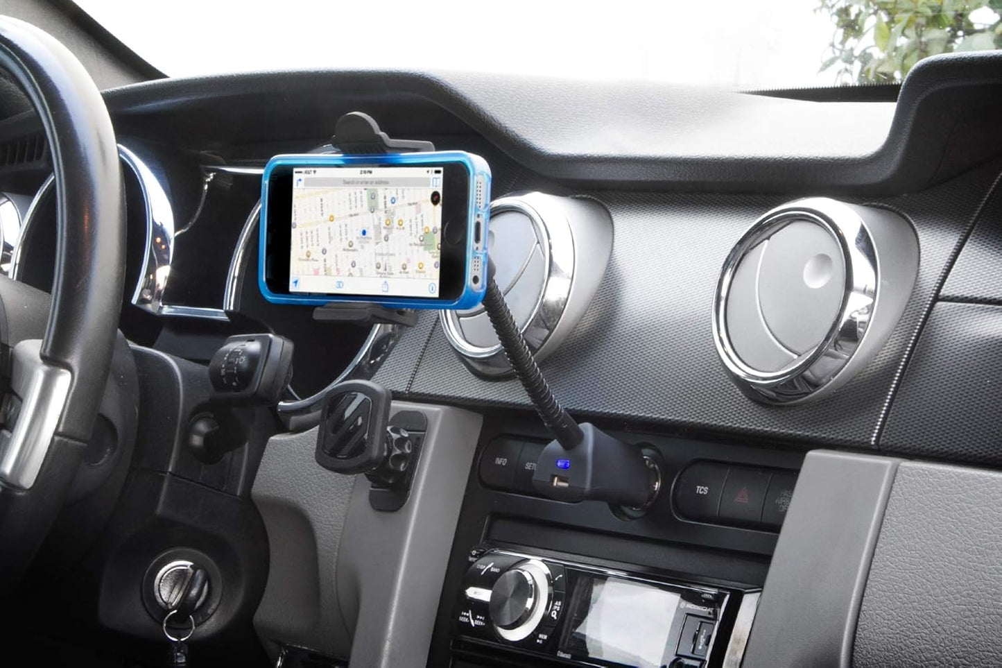 H12VFXM Powermount Phone Mount for Car | 12V Charger for Vehicle'S Power Port | 7.5 Watts | Flexible Mount Arm| Black