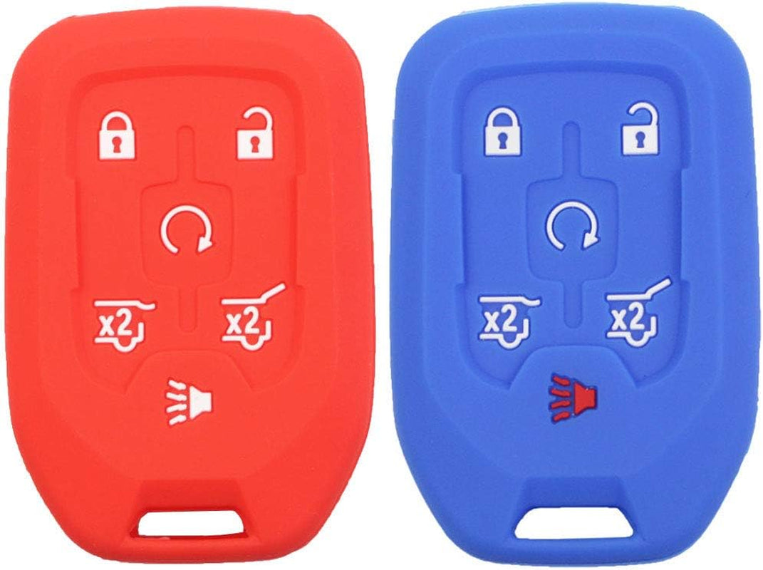 2Pcs 6 Buttons Smart Key Fob Cover Case Remote Protector Skin Keyless Jacket Holder Compatible with Chevrolet Suburban Tahoe 2015 2016 2017 2018 2019 2020 GMC Yukon 13580804 Black Pink