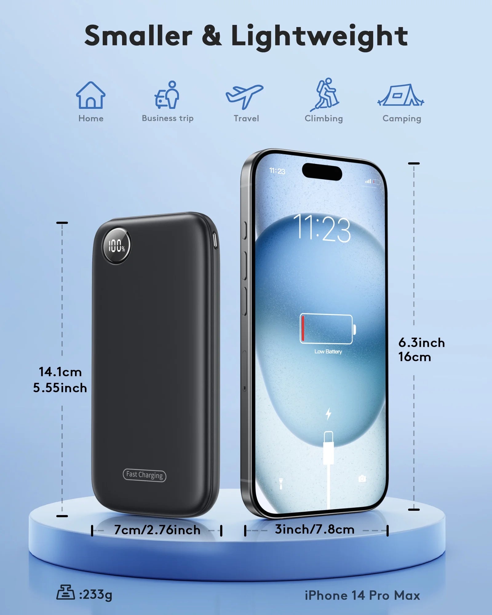 Fast Charging Power Bank, 10000Mah Portable Charger for Iphone, 22.5W USB C In&Out Battery Pack Phone Charger Portable, Slim Powerbank for Iphone 16/15/14 Series, Samsung, Google,Android