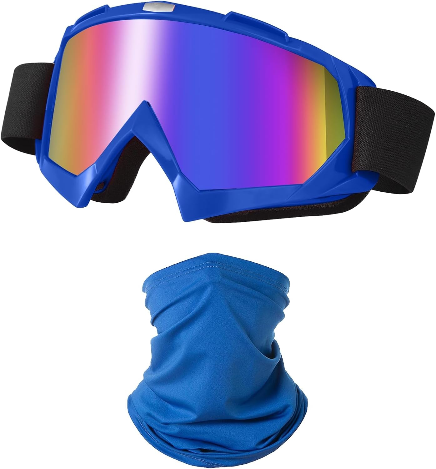 Motorcycle Goggles Dirt Bike ATV Off-Road Riding Motocross Glasses with Sun UV Protection Neck Gaiter Face Cover