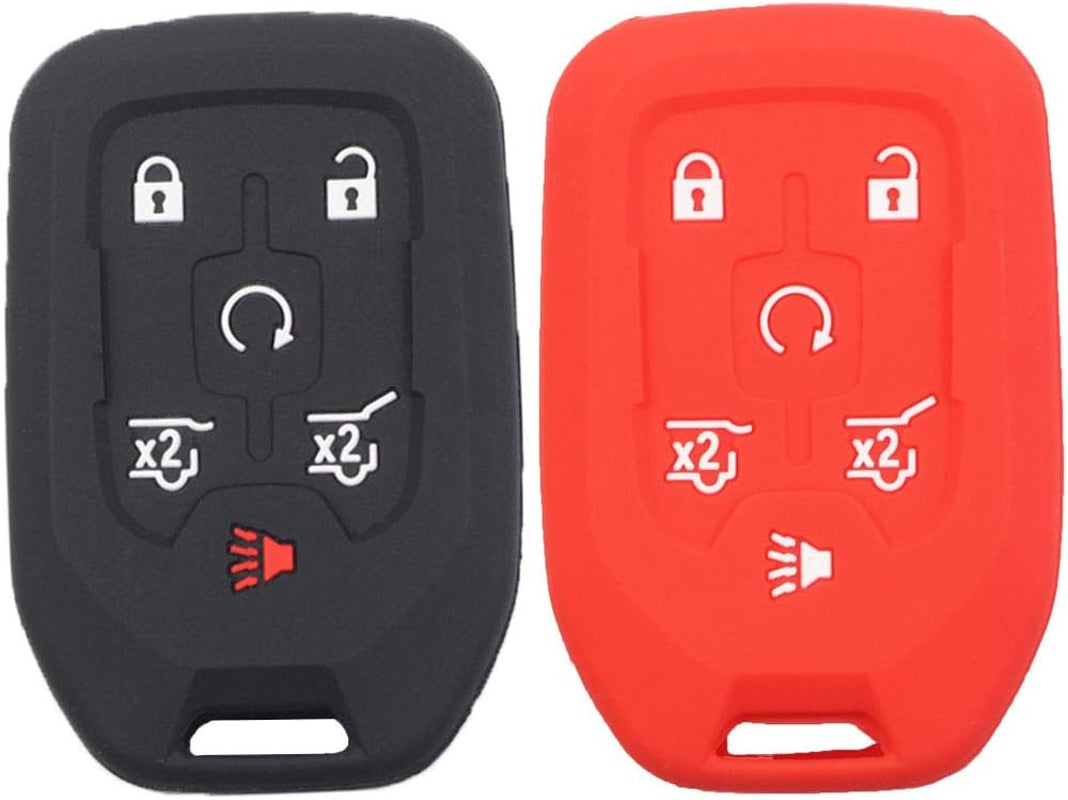 2Pcs 6 Buttons Smart Key Fob Cover Case Remote Protector Skin Keyless Jacket Holder Compatible with Chevrolet Suburban Tahoe 2015 2016 2017 2018 2019 2020 GMC Yukon 13580804 Black Pink