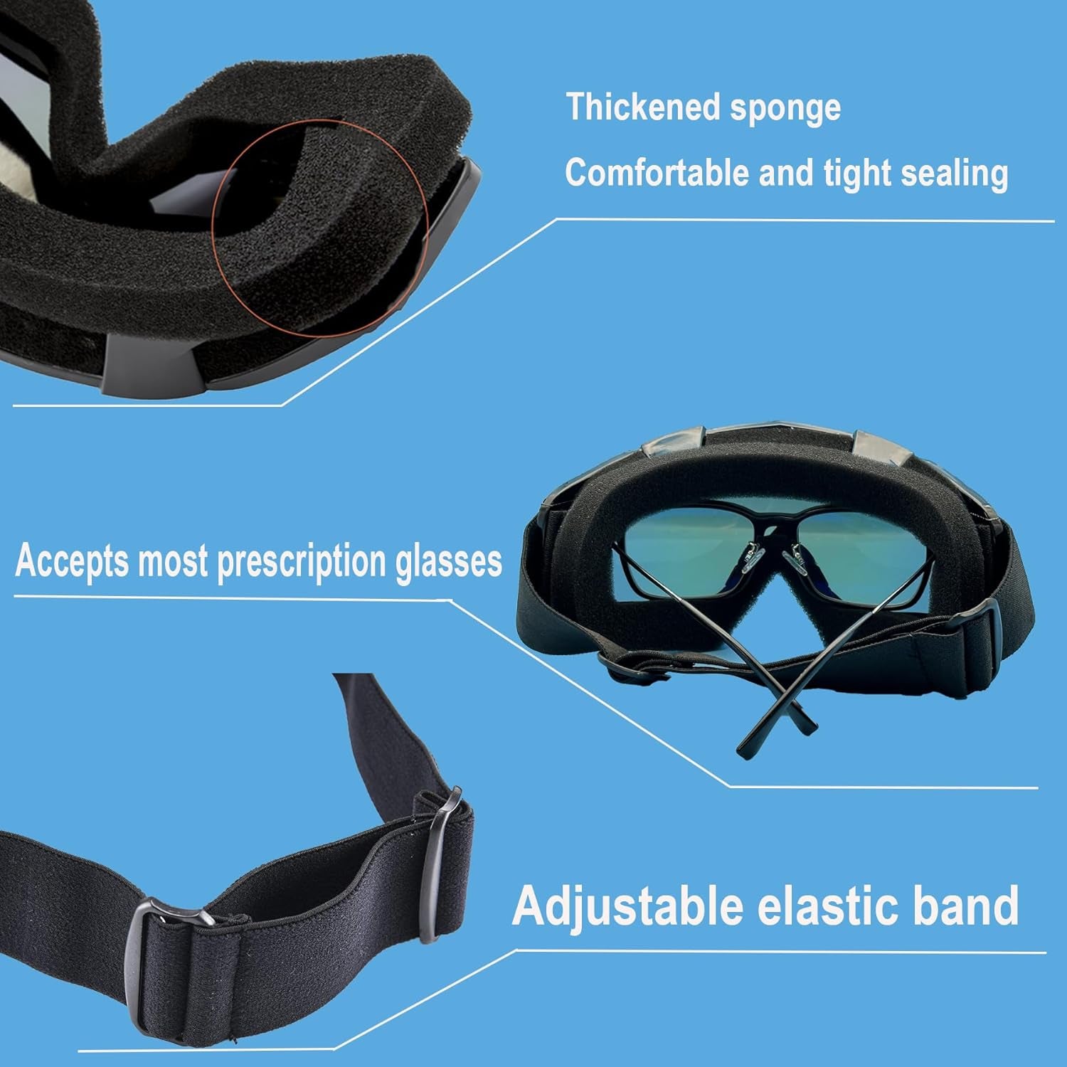 Motorcycle Goggles Dirt Bike ATV Off-Road Riding Motocross Glasses with Sun UV Protection Neck Gaiter Face Cover