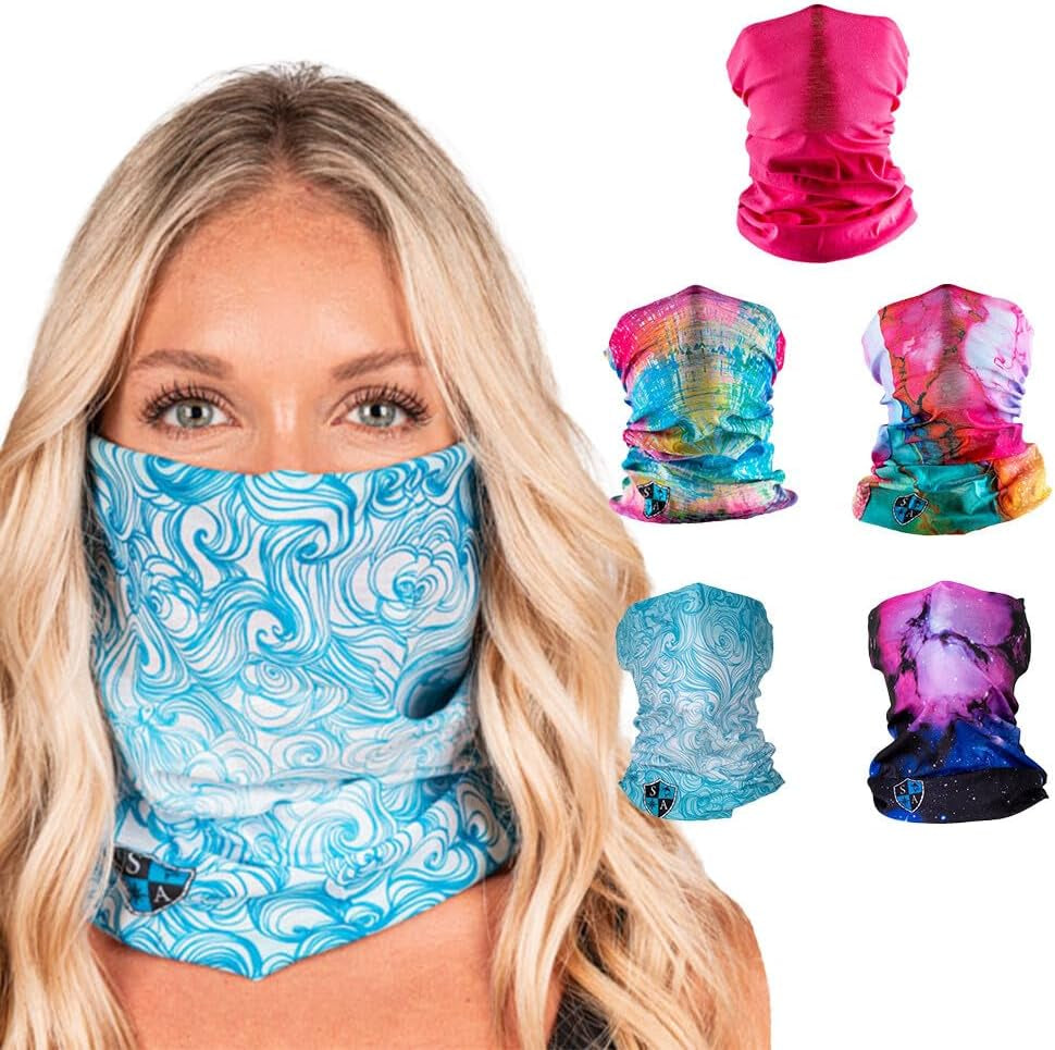Company 5-Pack UV Face Shield | UV 30+ Multipurpose Neck Gaiter Balaclava for Adults