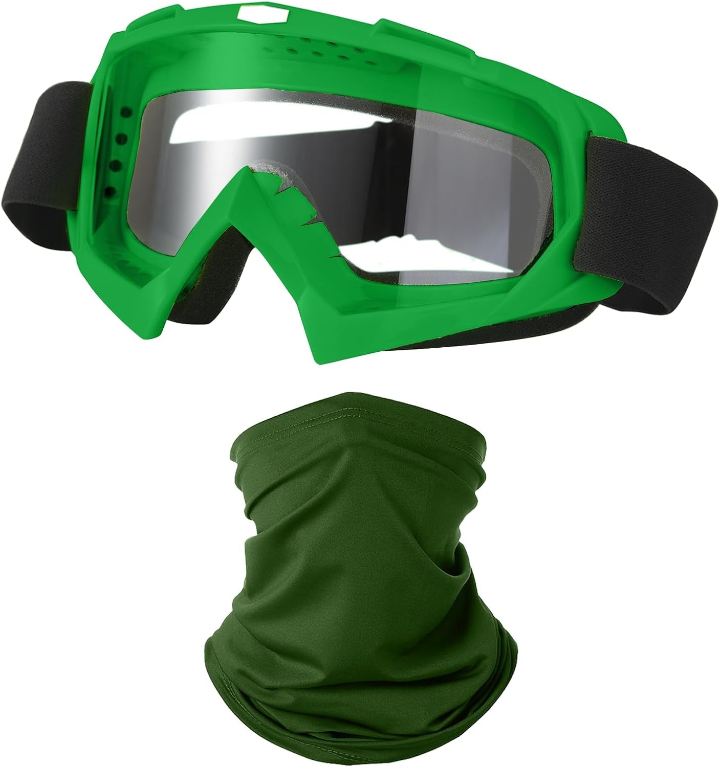 Motorcycle Goggles Dirt Bike ATV Off-Road Riding Motocross Glasses with Sun UV Protection Neck Gaiter Face Cover