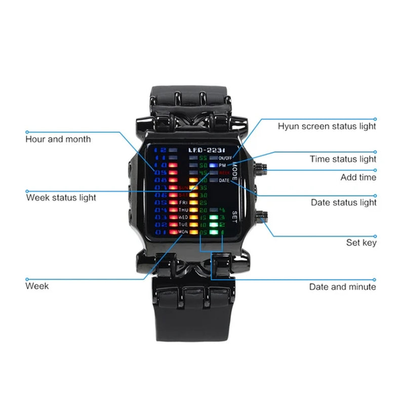 Luxury Men'S Watch LED Sports Date Digital Bracelet Waterproof Quartz Wristwatch