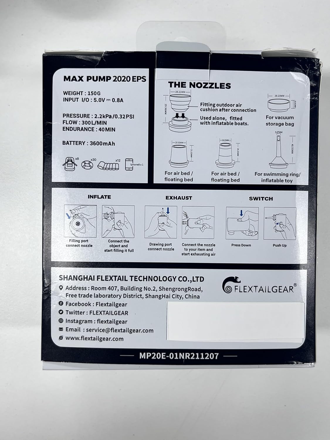 Portable Camping Air Pump, Electric Air Mattresses Pump with 3600Mah Emergency Power Supply, 300 L/Min Airflow for Rapid In/Deflation for Air Bed, Pool Float, Inflatables, Sleeping Pads