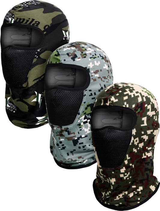 3 Pieces Camo Face Mask Balaclava Ski Mask Breathable Sun Protection Windproof for Men Motorcycle Outdoor Hunting