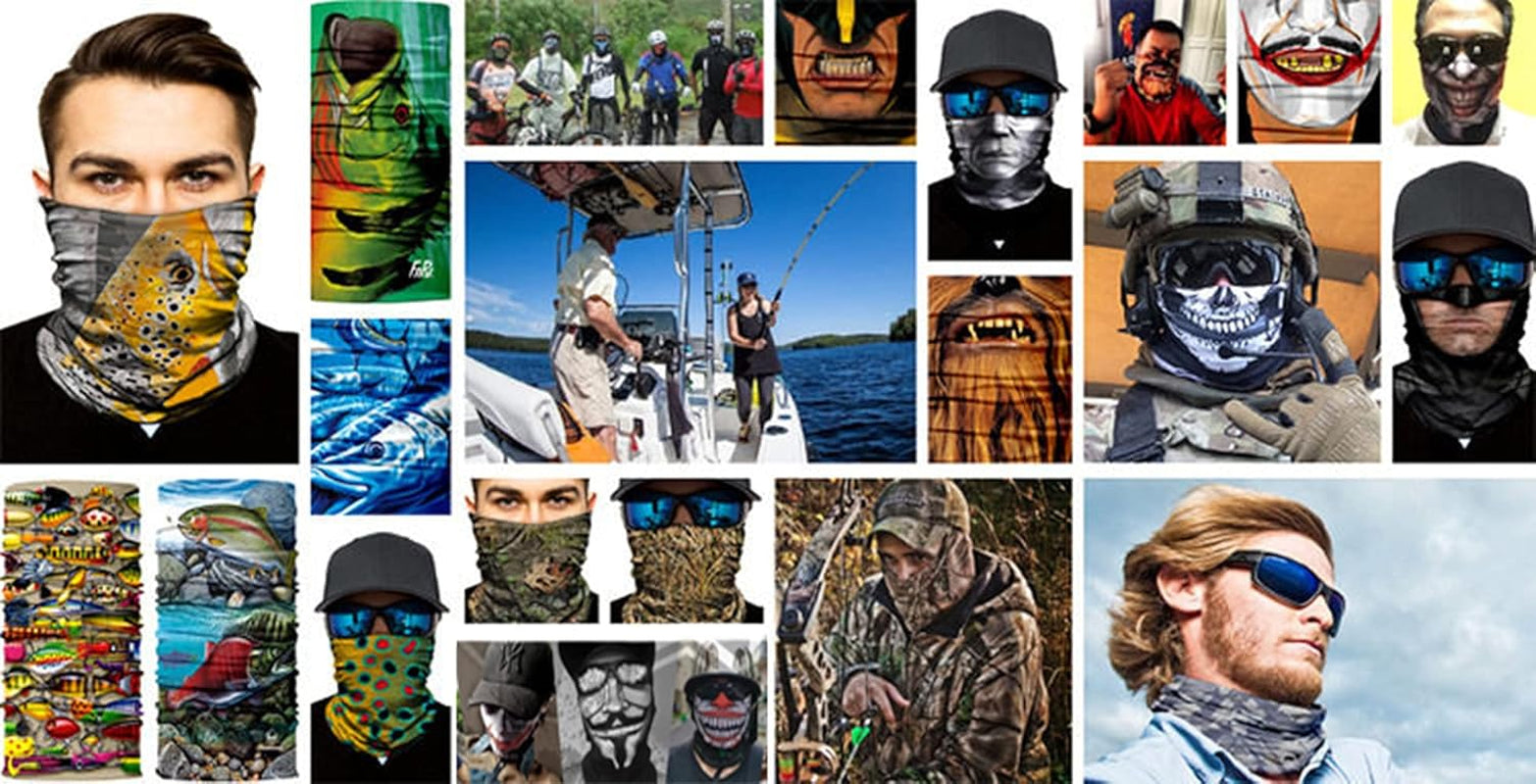 Half Seamless Bandanas for Men Mask for Dust Wind Sun Protection UV Motorcycle Skull Mask,Neck Gaiter Face Mask Men