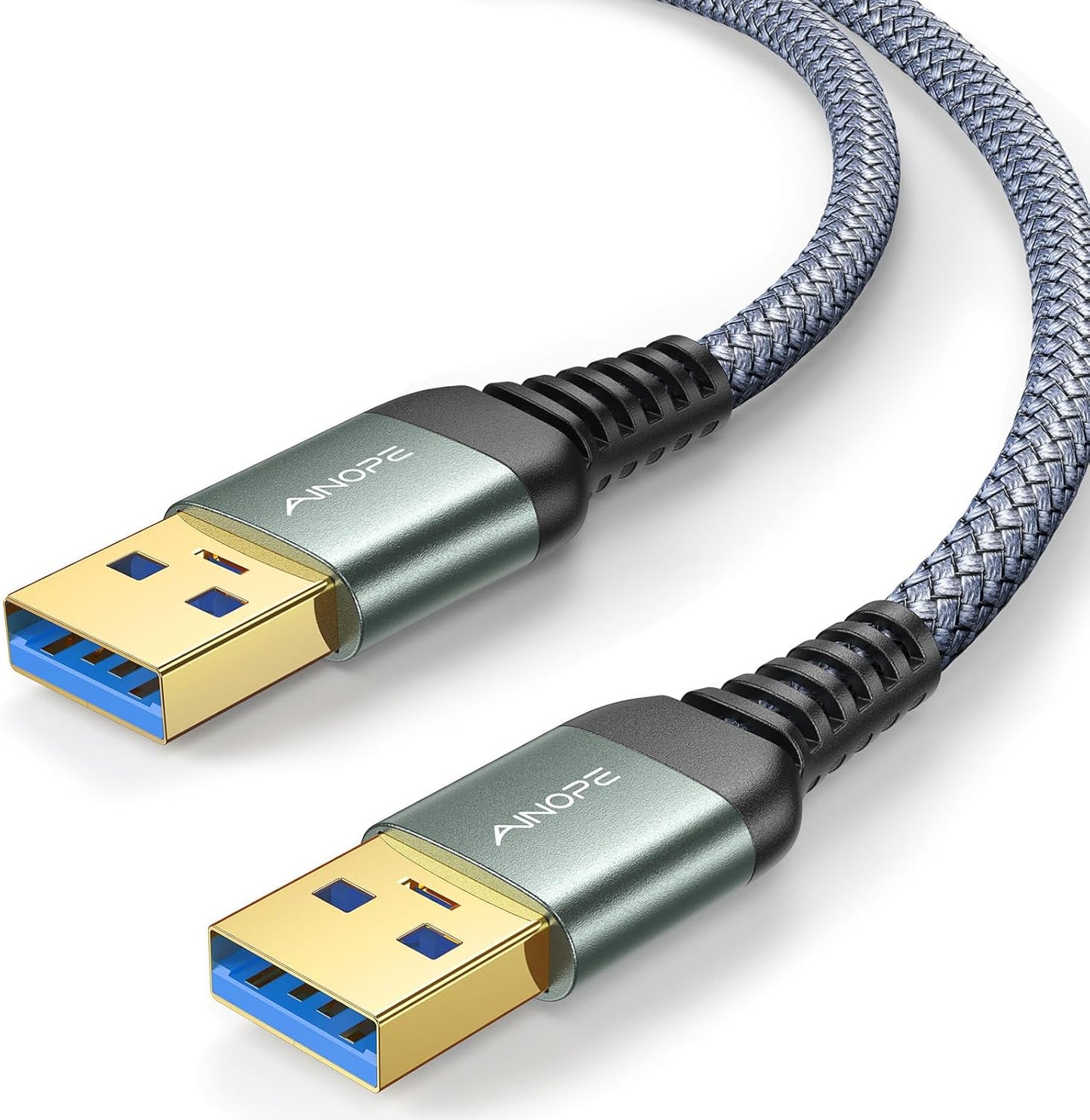 USB to USB Cable,Usb 3.0 a to a Male Cable, [Never Rupture] USB Male to Male Cable Double End USB Cord Compatible with Hard Drive Enclosures, DVD Player, Laptop Cooler,3.3Ft+3.3Ft/2 Pack/Grey