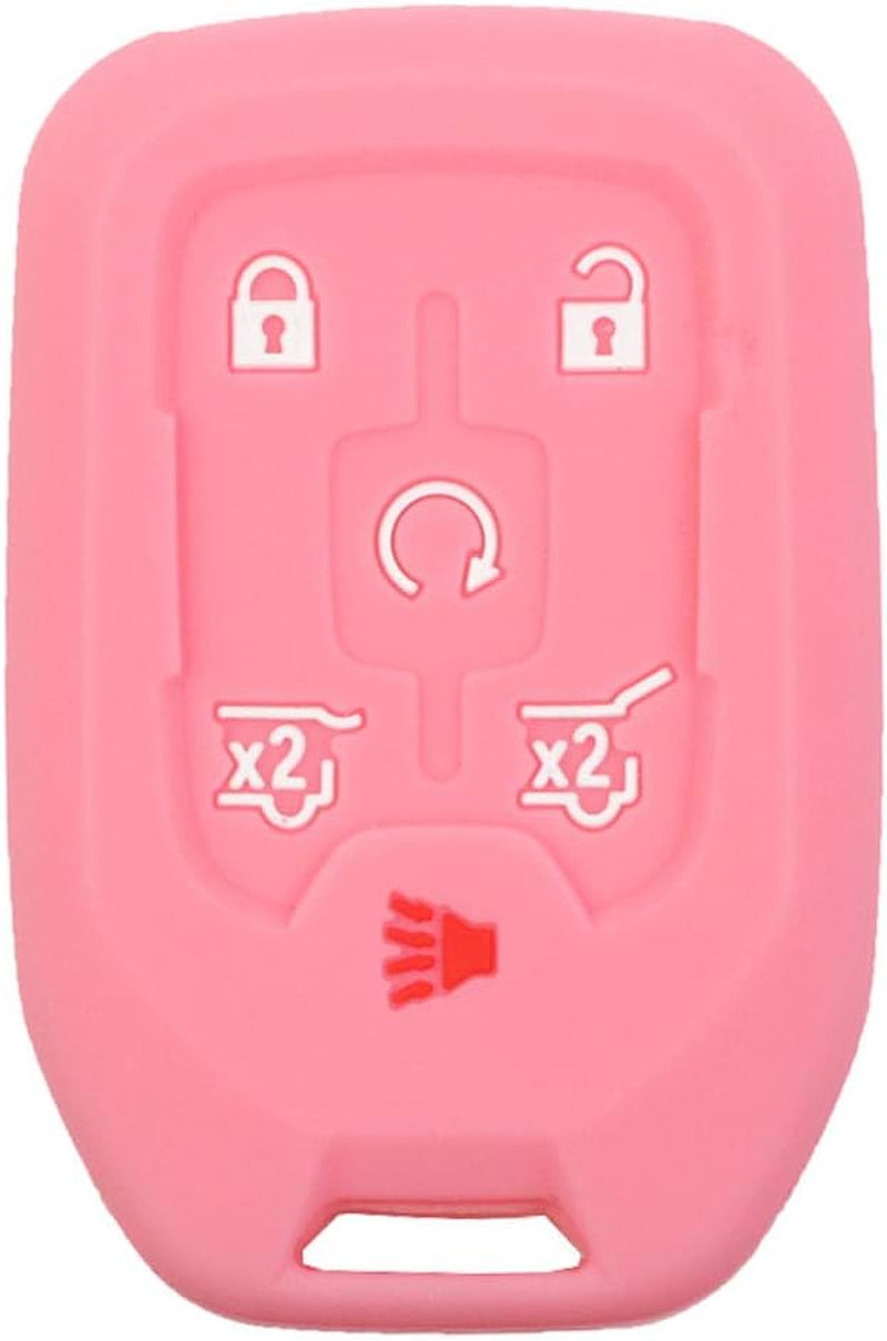 2Pcs 6 Buttons Smart Key Fob Cover Case Remote Protector Skin Keyless Jacket Holder Compatible with Chevrolet Suburban Tahoe 2015 2016 2017 2018 2019 2020 GMC Yukon 13580804 Black Pink
