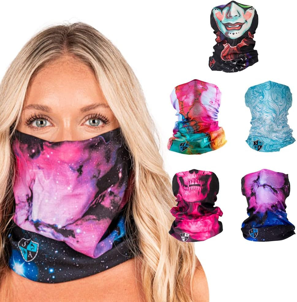 Company 5-Pack UV Face Shield | UV 30+ Multipurpose Neck Gaiter Balaclava for Adults