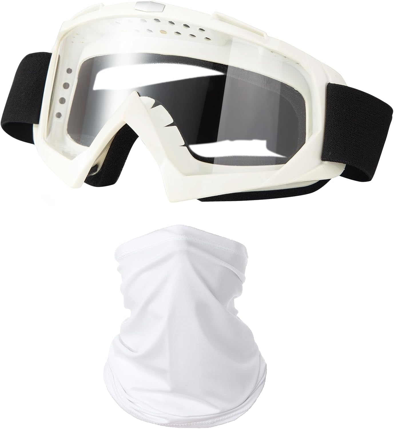 Motorcycle Goggles Dirt Bike ATV Off-Road Riding Motocross Glasses with Sun UV Protection Neck Gaiter Face Cover