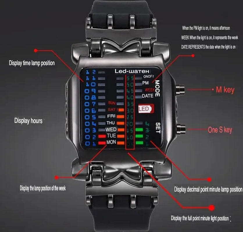 Luxury Men'S Watch LED Sports Date Digital Bracelet Waterproof Quartz Wristwatch