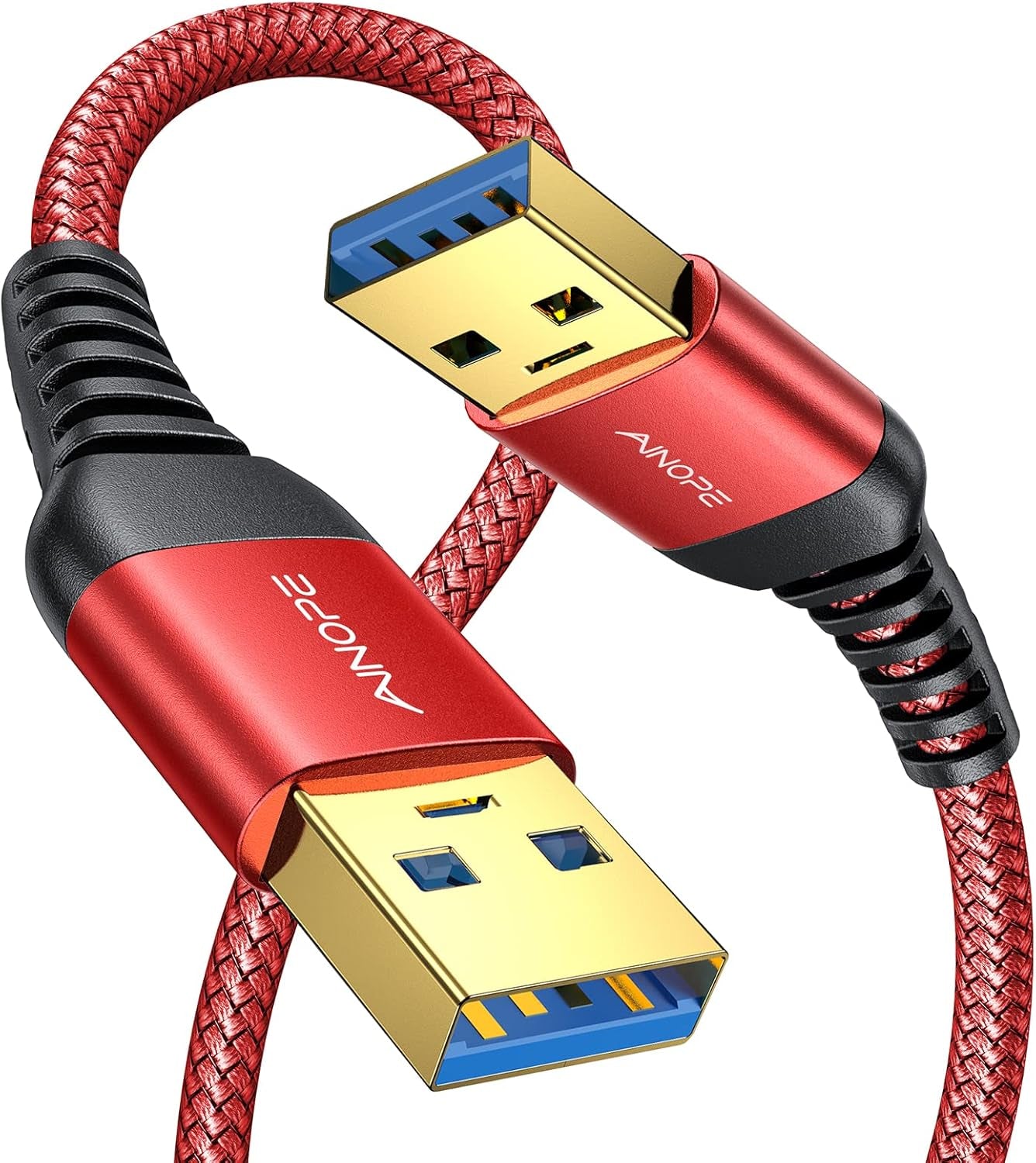 USB to USB Cable,Usb 3.0 a to a Male Cable, [Never Rupture] USB Male to Male Cable Double End USB Cord Compatible with Hard Drive Enclosures, DVD Player, Laptop Cooler,3.3Ft+3.3Ft/2 Pack/Grey