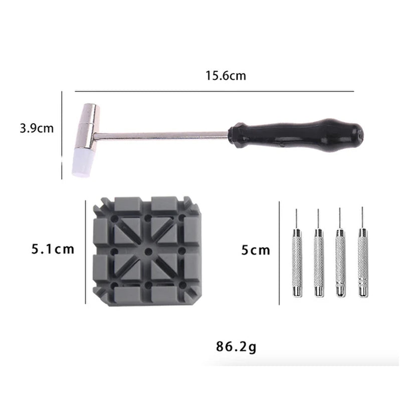 Watch Repair Band Link Remover Tool Kit - Hammer Punch Pins Watch Strap Holder