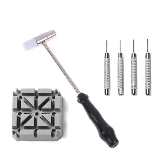 Watch Repair Band Link Remover Tool Kit - Hammer Punch Pins Watch Strap Holder