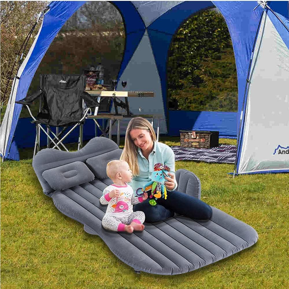 Car Air Mattress, Inflatable Car Mattress for Back Seat, Car Bed with Air Pump, Home Sleeping Pad (TM Gray)