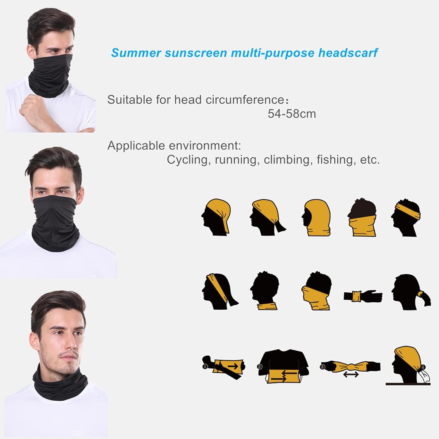 Motorcycle Goggles Dirt Bike ATV Off-Road Riding Motocross Glasses with Sun UV Protection Neck Gaiter Face Cover