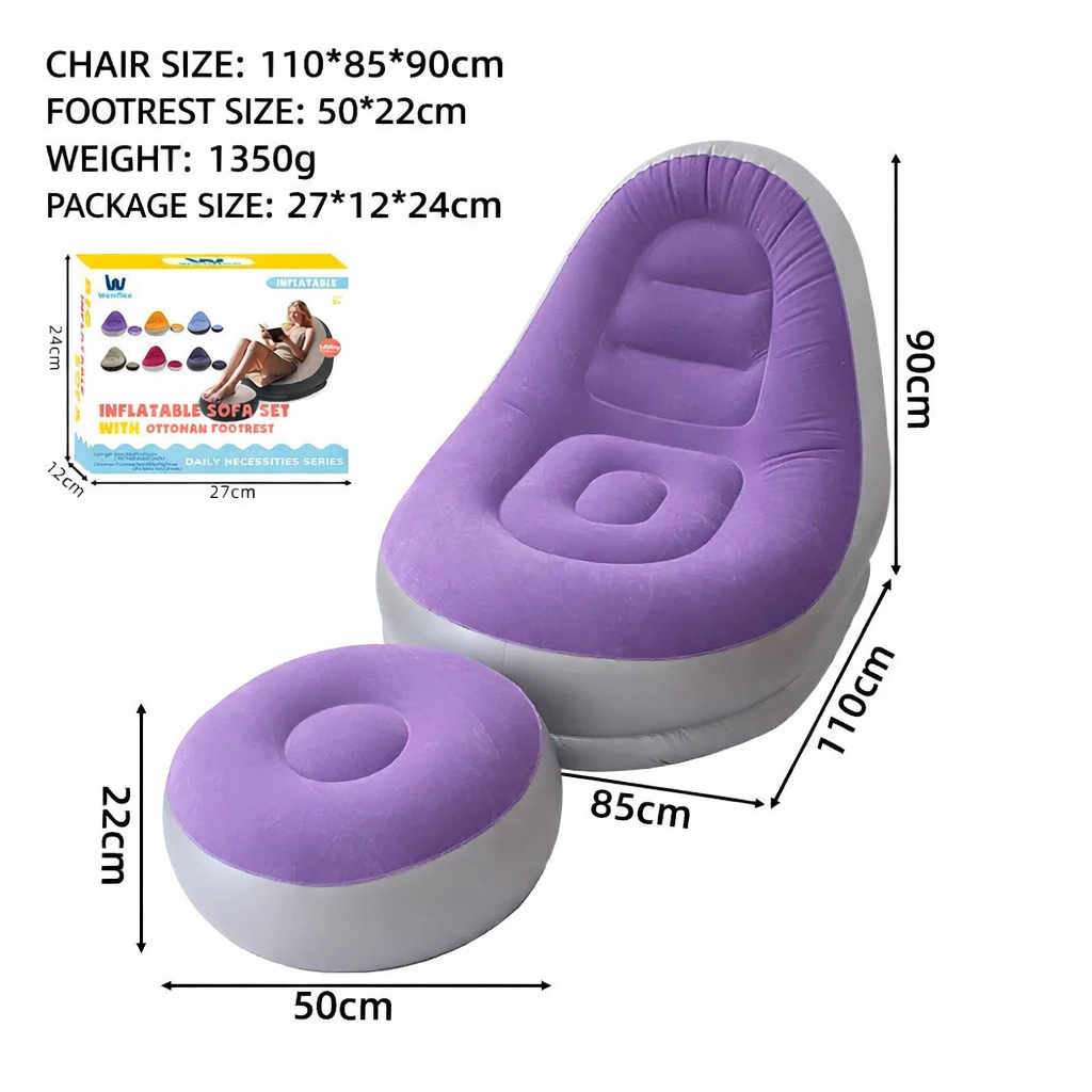 პორტატული გასაბერი ბალიშიანი სავარძელი თანამედროვე დიზაინის, გასაბერი დივანი, კემპინგისა და პლაჟის მოსასვენებელი სავარძელი